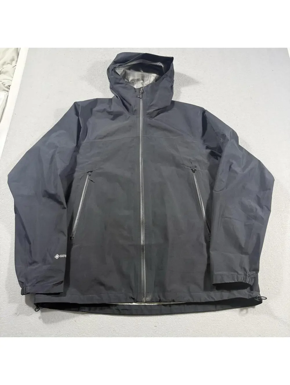 Salomon Gore-Tex Waterproof Hooded Rain Shell Jacket Black Mens XL